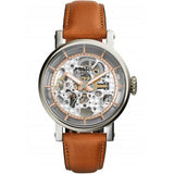 Buy Shop Fossil Boyfriend Automatic Skeleton Silver Dial Brown Leather Strap Watch for Women - ME3109 USA Online