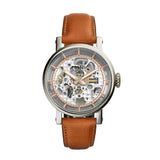 Buy Shop Fossil Boyfriend Automatic Skeleton Silver Dial Brown Leather Strap Watch for Women - ME3109 USA Online