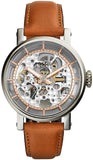 Buy Shop Fossil Boyfriend Automatic Skeleton Silver Dial Brown Leather Strap Watch for Women - ME3109 USA Online