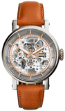 Buy Shop Fossil Boyfriend Automatic Skeleton Silver Dial Brown Leather Strap Watch for Women - ME3109 USA Online