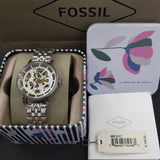 Buy Shop Fossil Boyfriend Automatic Skeleton Silver Dial Silver Steel Strap Watch for Women - ME3067 USA Online