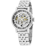 Buy Shop Fossil Boyfriend Automatic Skeleton Silver Dial Silver Steel Strap Watch for Women - ME3067 USA Online
