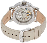 Buy Shop Fossil Boyfriend Automatic Skeleton Silver Dial White Leather Strap Watch for Women - ME3069 USA Online