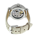 Buy Shop Fossil Boyfriend Automatic Skeleton Silver Dial White Leather Strap Watch for Women - ME3069 USA Online