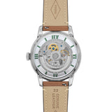 Buy Shop Fossil Boyfriend Automatic Skeleton Silver Dial White Leather Strap Watch for Women - ME3069 USA Online