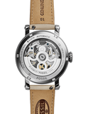 Buy Shop Fossil Boyfriend Automatic Skeleton Silver Dial White Leather Strap Watch for Women - ME3069 USA Online