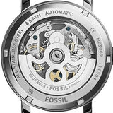 Buy Shop Fossil Boyfriend Automatic Skeleton Silver Dial White Leather Strap Watch for Women - ME3069 USA Online