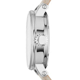 Buy Shop Fossil Boyfriend Automatic Skeleton Silver Dial White Leather Strap Watch for Women - ME3069 USA Online
