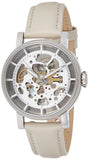 Buy Shop Fossil Boyfriend Automatic Skeleton Silver Dial White Leather Strap Watch for Women - ME3069 USA Online