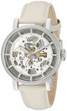 Buy Shop Fossil Boyfriend Automatic Skeleton Silver Dial White Leather Strap Watch for Women - ME3069 USA Online