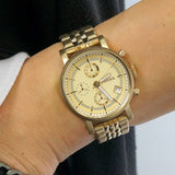 Buy Shop Fossil Boyfriend Chronograph Gold Dial Gold Steel Strap Watch for Women - ES2197 USA Online