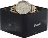 Buy Shop Fossil Boyfriend Chronograph Gold Dial Gold Steel Strap Watch for Women - ES2197 USA Online