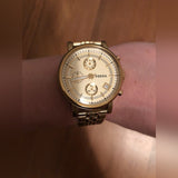 Buy Shop Fossil Boyfriend Chronograph Gold Dial Gold Steel Strap Watch for Women - ES2197 USA Online