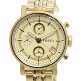 Buy Shop Fossil Boyfriend Chronograph Gold Dial Gold Steel Strap Watch for Women - ES2197 USA Online