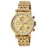 Buy Shop Fossil Boyfriend Chronograph Gold Dial Gold Steel Strap Watch for Women - ES2197 USA Online