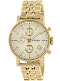 Buy Shop Fossil Boyfriend Chronograph Gold Dial Gold Steel Strap Watch for Women - ES2197 USA Online