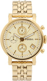 Buy Shop Fossil Boyfriend Chronograph Gold Dial Gold Steel Strap Watch for Women - ES2197 USA Online