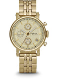 Buy Shop Fossil Boyfriend Chronograph Gold Dial Gold Steel Strap Watch for Women - ES2197 USA Online