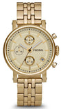 Buy Shop Fossil Boyfriend Chronograph Gold Dial Gold Steel Strap Watch for Women - ES2197 USA Online