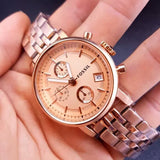 Buy Shop Fossil Boyfriend Chronograph Rose Gold Dial Rose Gold Steel Strap Watch for Women - ES3380 USA Online