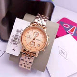 Buy Shop Fossil Boyfriend Chronograph Rose Gold Dial Rose Gold Steel Strap Watch for Women - ES3380 USA Online