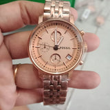 Buy Shop Fossil Boyfriend Chronograph Rose Gold Dial Rose Gold Steel Strap Watch for Women - ES3380 USA Online