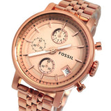 Buy Shop Fossil Boyfriend Chronograph Rose Gold Dial Rose Gold Steel Strap Watch for Women - ES3380 USA Online
