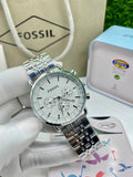 Buy Shop Fossil Boyfriend Chronograph Silver Dial Silver Steel Strap Watch for Women - ES2198 USA Online