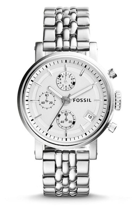 Buy Shop Fossil Boyfriend Chronograph Silver Dial Silver Steel Strap Watch for Women - ES2198 USA Online