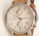 Buy Shop Fossil Boyfriend Chronograph White Dial Brown Leather Strap Watch for Women - ES3625 USA Online