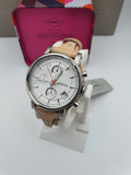Buy Shop Fossil Boyfriend Chronograph White Dial Brown Leather Strap Watch for Women - ES3625 USA Online