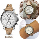 Buy Shop Fossil Boyfriend Chronograph White Dial Brown Leather Strap Watch for Women - ES3625 USA Online