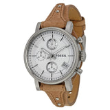 Buy Shop Fossil Boyfriend Chronograph White Dial Brown Leather Strap Watch for Women - ES3625 USA Online