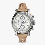 Buy Shop Fossil Boyfriend Chronograph White Dial Brown Leather Strap Watch for Women - ES3625 USA Online