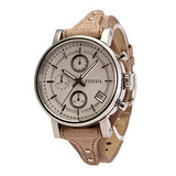 Buy Shop Fossil Boyfriend Chronograph White Dial Brown Leather Strap Watch for Women - ES3625 USA Online