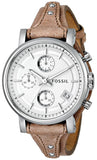 Buy Shop Fossil Boyfriend Chronograph White Dial Brown Leather Strap Watch for Women - ES3625 USA Online