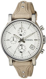 Buy Shop Fossil Boyfriend Chronograph White Dial Brown Leather Strap Watch for Women - ES3625 USA Online