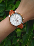 Buy Shop Fossil Boyfriend Chronograph White Dial Brown Leather Strap Watch for Women - ES3837 USA Online