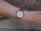 Buy Shop Fossil Boyfriend Chronograph White Dial Brown Leather Strap Watch for Women - ES3837 USA Online