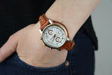 Buy Shop Fossil Boyfriend Chronograph White Dial Brown Leather Strap Watch for Women - ES3837 USA Online