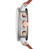 Buy Shop Fossil Boyfriend Chronograph White Dial Brown Leather Strap Watch for Women - ES3837 USA Online