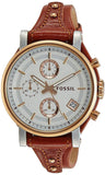Buy Shop Fossil Boyfriend Chronograph White Dial Brown Leather Strap Watch for Women - ES3837 USA Online