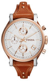 Buy Shop Fossil Boyfriend Chronograph White Dial Brown Leather Strap Watch for Women - ES3837 USA Online