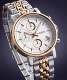 Buy Shop Fossil Boyfriend Chronograph White Dial Two Tone Steel Strap Watch for Women - ES3840 USA Online