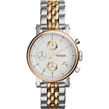 Buy Shop Fossil Boyfriend Chronograph White Dial Two Tone Steel Strap Watch for Women - ES3840 USA Online