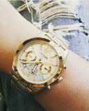 Buy Shop Fossil Boyfriend Gold Dial Gold Steel Strap Watch for Women - ES3884 USA Online