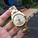 Buy Shop Fossil Boyfriend Gold Dial Gold Steel Strap Watch for Women - ES3884 USA Online