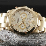 Buy Shop Fossil Boyfriend Gold Dial Gold Steel Strap Watch for Women - ES3884 USA Online