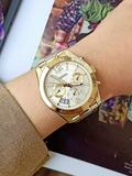Buy Shop Fossil Boyfriend Gold Dial Gold Steel Strap Watch for Women - ES3884 USA Online