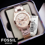 Buy Shop Fossil Boyfriend Multifunction Rose Gold Dial Rose Gold Steel Strap Watch for Women - ES3885 USA Online